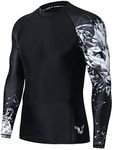 ADOREISM Quick-Dry Men's Long Sleeve Rash Guard UPF 50+ Compression Swim Shirt, Fox, XX-Large