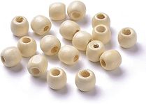 50 Pcs Large Hole Wood European Barrel Spacer Beads Natural Wooden Dreadlock Hair Braid Beads 16x16-17mm for Macrame Rosary Bracelet Jewelry Craft Making Hole: 8mm, Lemon Chiffon