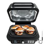 Ninja IG651 Foodi Smart XL Pro 7-in-1 Indoor Grill/Griddle Combo, use Opened or Closed, Air Fry, Dehydrate & More, Pro Power Grate, Flat Top, Crisper, Smart Thermometer, Black