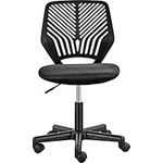 Yaheetech Armless Office Chair Adjustable Computer Chair Swivel Chair with Rolling Wheels and PP Back Support for Home Office Students Study Black