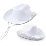 6 Pack White Cowboy Hat, Western Cowboy Hat for Women & Men, Cowgirl Hat with Adjustable Drawstring Bulk Plain Cowboy Hats