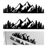 2 Pcs Vinyl Mountain Car Decals Snow Decal Sticker Car Decals Mountain Forest Snow Mountain Tree Stickers for Car, Premium Badge Decals for Car Trunk Tailgate Emblem, SUV, Laptop, Wall (Black)