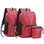 FATMUG Travel Backpack For Casual Trips -Foldable, Light-weight (25 L, Red)- Set of 2