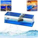 Chilifuli Cruise Ship Fluid Drift Bottle, Unsinkable Boat in a Box, Titanic Model Liquid Wave Decoration, That No Longer Sinks Toy, for Car Display Cases and Gifts-D 12365