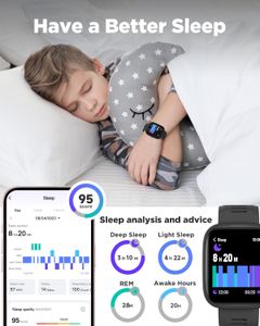 BIGGERFIVE Kids Smart Fitness Watch – 1.8" Waterproof, Heart Rate, Pedometer, Sleep Tracker, 5 Games