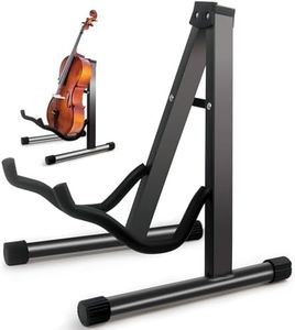 Cello Stand,A-Frame Folding Violin Support Stand,Cello Holder for 1/8-4/4 Cellos, Guitar Stand,Guitars for Acoustic, Electric Guitar,Bass,Guitar Holder Stand,Black