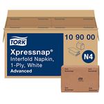 Tork Xpressnap® White Dispenser Napkin N4, One-at-a-Time Dispensing, 1-ply, 1/4 Fold, 13" x 8.5 ", 12 x 500 Napkins, 109000