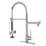 GIMILI Kitchen Faucet with Pull Down Sprayer, Single Handle High Pressure Kitchen Sink Faucet, Commercial Double-Headed Stainless Steel Kitchen Faucets Sink with Deck Plate, Brushed Nickel