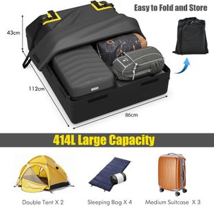 COSTWAY Car Roof Bag, 15 Cu Ft Waterproof Cargo Carrier – Black with Lock & Straps