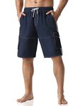 Nonwe Men's Boardshorts Long Quick Dry with Drawstring Lightweight for Water Sports Navy Blue 32