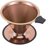 Pour Over Coffee Dripper INSINTAR Reusable Stainless Steel Pour Over Coffee Filter Paperless Metal Coffee Strainer Single Cup Coffee Maker 1-4 Cup for Camping,Travel,Office and Home (Titanium Copper)