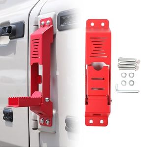Door Hinge Step Compatible with INEOS Grenadier Accessories 2020 2021 2022 2023 2024 2025, Side Door Hinge Foot Step, Folding Foot Pegs, No Drilling Rooftop Access Foot Pedal Hook Carbon Steel (Red)