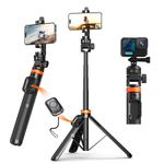 OOHHEE 62” Phone Tripod with Remote, Tripod for iPhone & Selfie Stick, High Strength Legs & Extendable Tube Tripod Stand, Fit for iPhone 14 Pro Max/14 Pro/13/Samsung S22/Camera