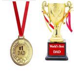 Gift for World's Best Dad Trophy WITHWorld's Greatest Dad CertificateCARD/best dad Trophy with DAD CARD/Trophy with DAD CARD (Trophy+Dad Medal, Trophy+Dad card-B)