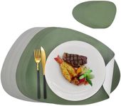 Double Side Leather Placemats and Coaster Sets of 6 - Washable Non Slip Table Mats Hot Resistant for Dining Table (Olive-Grey, 6 Placemats + 6 Coasters)