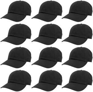 Gelante Baseball Caps 100% Cotton Plain Blank Adjustable Size Wholesale Lot 12 Pack - 1801 Black