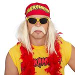 Hulk Hogan Hulkamania Complete Costume Set (Adult Medium, Yellow Sunglasses/Red Bandana)