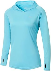 WILLIT Women's UPF 50+ Sun Protection Hoodie SPF Shirt Long Sleeve Hiking Fishing Outdoor Shirt Lightweight Hoodie Blue L