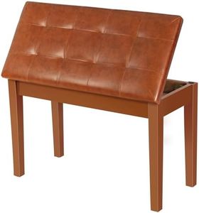 AODSK Wooden Duet Piano Bench with Padded Cushion and Storage Compartment for Music Books 29.13''x12.99''x18.11''(Brown)