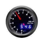 Supmico Universal Car Truck 52mm Tacho Tachometer Gauge Meter Kit RPM 7 Color LED Light Pointer Dial Digital Dual Display Indicator Electronic