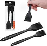 M KITCHEN WORLD Silicone Pastry Brush for Cooking 2 Pieces - Rubber Basting Brush with Grid, Kitchen Brushes Utensils for Food Sauce Butter Oil BBQ Spreading - Black