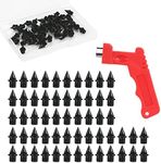 LUTER 56PCS 1/4inch Carbon Steel Track Spikes, Lighter Weight Replacement with Spike Wrench Tool Pyramid Shoe Spikes Running Spikes for Sports Shoes High Jumping Sprint Hiking Cross Country (Black)