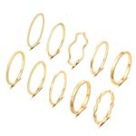 RLMOON 10 PCS 1-2mm Gold Rings for Women Girls Stacking Stackable Rings 14K Gold Plated Minimalist Dainty Rings Set Gold Jewelry Comfort Fit Ring Size 6