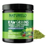 NATURELO Raw Greens Superfood Powder Wild Berry Flavor Boost Energy, Detox, Enhance Health Organic Spirulina Wheat Grass Whole Food Nutrition from Fruits & Vegetables 30 Servings