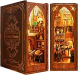 Quanquer DIY Book Nook Kit, 3D Wooden Miniature Puzzles with LED Light Dollhouse Model Craft Kits for Adults Ideal Bookshelf Insert Decor Birthday Gifts(Library of Books)