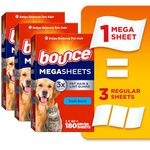 Bounce Pet Hair and Lint Guard Mega Dryer Sheets with 3X Pet Hair Fighters, Fresh Scent, 180 Count