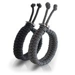 THE FRIENDLY SWEDE Set of 2 Fishtail Paracord Bracelets with Metal Clasp for 6.9" - 8.1" (17-20.5 cm) Wrists (Black + Reflective)