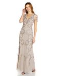 Adrianna Papell Women's V-Neck Beaded Gown, Marble, 12