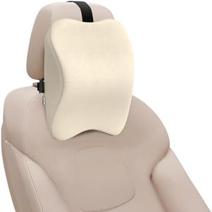CareFoam Memory Foam Car Neck Pillow for Driving Comfort – Ergonomic Headrest Cushion for Neck & Spine Support – Adjustable Strap, Breathable Washable Cover, Ideal for Long Drives | Beige Velvet