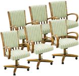 Chromcraft Set of 6 Caster Swivel Tilt Dining Chairs, Ultra Comfort Kitchen Chairs Casual Chairs with Soft Rubber Wheels Rolling Chair on Wheels for Kitchen(Alden Garden-Chestnut)