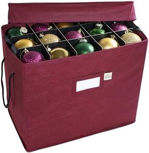 612 Vermont Christmas Ornament Storage Box with Adjustable Acid-Free Dividers, 4 Removable Trays with Handles, 16.25" x 10" x 13", Holds 60-3" Ornaments