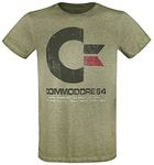 Commodore 64 C64 Logo - Vintage Men T-Shirt Mottled Green S, 50% Cotton, 50% Polyester, Regular