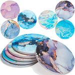 ENKORE Coasters Set of 6 Gold & Blue Marble Designs - Stunning Colors and Clear Details