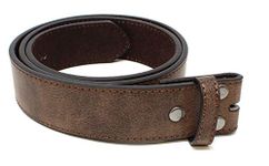 BC Belts Leather Belt Strap with Vintage Distressed Texture 1.5" Wide with Snaps, Dark Brown, Small (28-30)