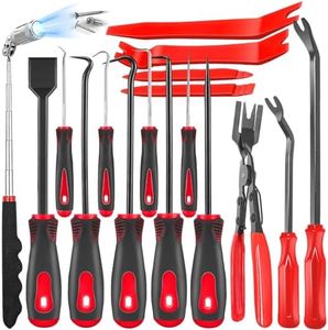 XBVV 13 Pcs Precision Pick and Hook Set with Scraper, Clip Pliers, Fastener Remover and Magnetic Telescoping Tool Kit for Remove Automotive,Upholstery and Electronics Maintenance Pick Tools