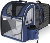 Pecute Pet Carrier Backpack, Dog Carrier Backpack, Expandable with Breathable Mesh for Small Dogs Cats Puppies, Pet Backpack Bag for Hiking Travel Camping Outdoor Hold Pets Up to 18 Lbs 1 Count (Pack of 1) Blue (Acrylic Window)