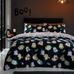 Catherine Lansfield Halloween Ghosts Reversible Single Duvet Cover Set with Pillowcase Black