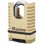 MASTER LOCK Brass Heavy Duty Solid Padlock, Security Level 9/10, Outdoor, Combination, Anti-Rust and weatherproof, Closed Shackle