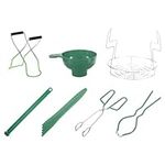 sourcing map Home Canning Kit Tools Set, 7 Pieces Canning Supplies Kits with Canning Jar Lifter Tongs, Can opener, Canning Jar Rack, Food clamp, Bubble Popper, Jar Lifter, Canning Funnel, Green