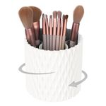 INOVERA (LABEL) Makeup Brush Holder - 360° Rotating Dressing Table Organizer - 5 Slot Countertop Storage Organizers for Vanity, Bathroom, Desktop (White)