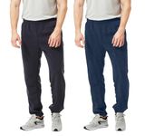 TEX2FIT 2-Pack Men's Jogging Pants with Side Pockets, Elastic Bottom, Soft Fleece Sweat Pants (Navy/Blue Melange, X-Large)