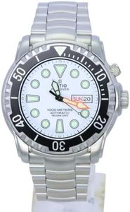 RATIO FreeDiver Helium-Safe Dive Watch Sapphire Crystal Automatic Diver Watch 1000M Water Resistant Diving Watch for Men (White)