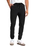 CRZ YOGA Men's Lightweight Jogger Pants Elastic Stretchy Sports Pants with Side Pockets - 30 Inches Black L