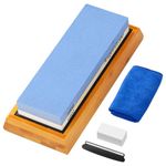 Carzy potato Angerstone Premium Knife Sharpening 1000/6000 Grit Professional Whetstone with Slip-Resistant Silicone Base, Non-slip Bamboo Base and Angle Guide