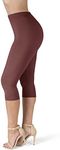 SATINA High Waisted Leggings for Women | Capri | 1 Inch Waistband (One Size, Wild Ginger)