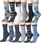 Tipi Toe Women's 12 Pairs Colorful Patterned Crew Socks